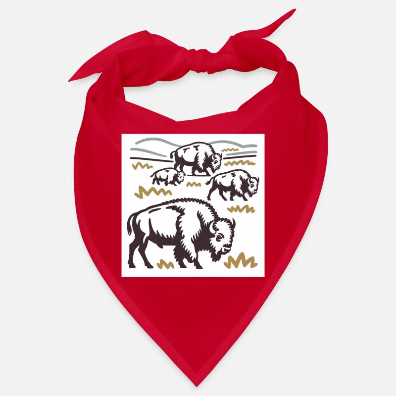 Bisonherde auf der Steppe - Bandana - Rot