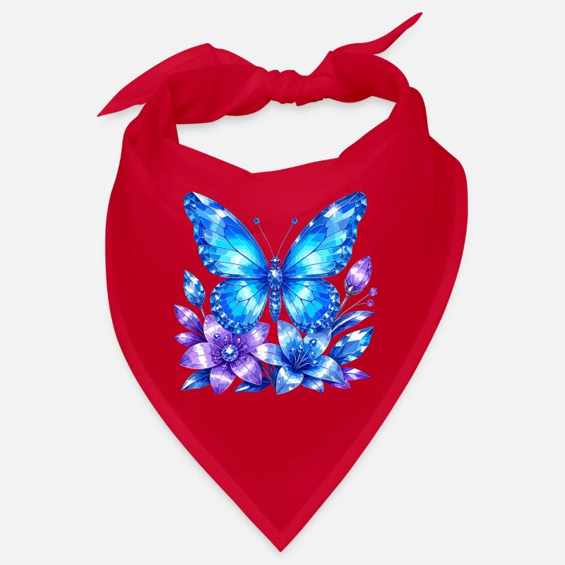 Blauer Schmetterling mit Lavendelblüten Bandana