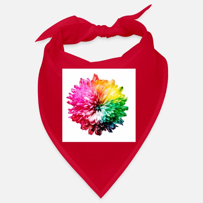 Rainbow Blossom Explosion - Bandana - red