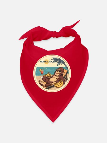 Gorilla Relaxing  - Bandana - Rot - Vorne
