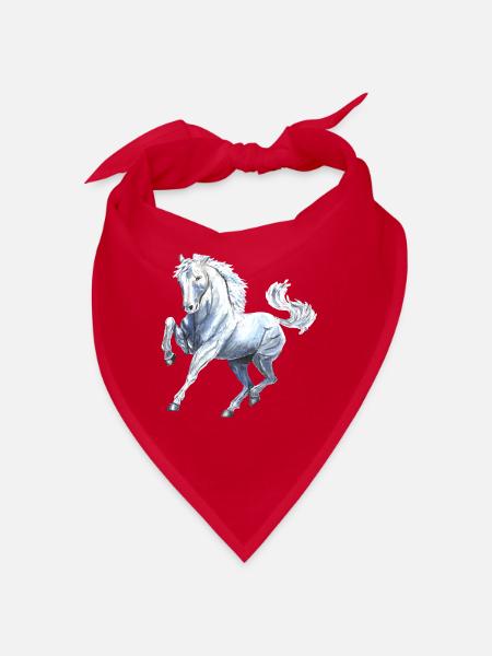 Handgemaltes Wildpferd – Edler Schimmel Design - Bandana - Rot - Vorne