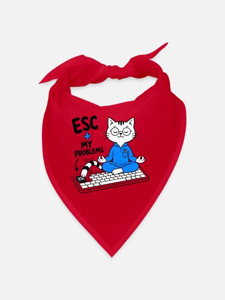 ESC + MEINE PROBLEME – Lustige Geek-Katze - Bandana - Rot - Vorne