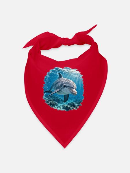 Delfin Realistisch Unterwasser - Bandana - Rot - Vorne