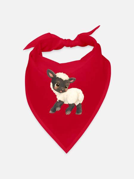 Schaf - Niedliches Lämmchen Cartoon - Bandana - Rot - Vorne