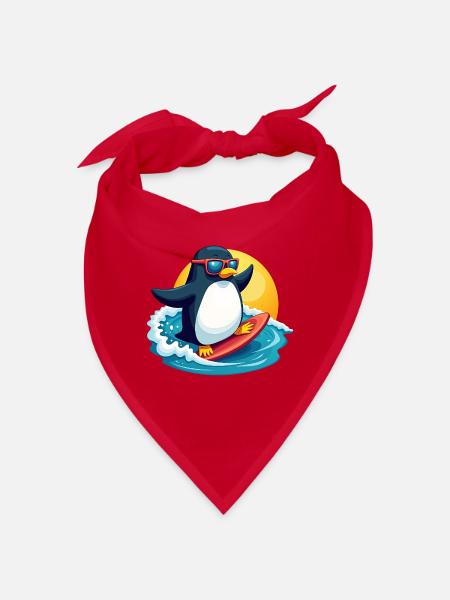 Cool Surfing Penguin Summer Beach Design - Bandana - Rot - Vorne