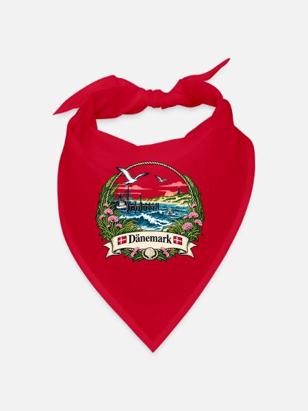 Dänemark Küstenlogo mit Möwen - Bandana - Rot - Vorne