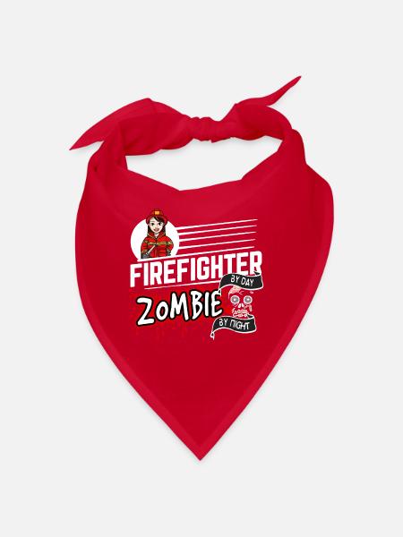 Firefighter by day Zombie by night - Feuerwehrfrau - Bandana - Rot - Vorne