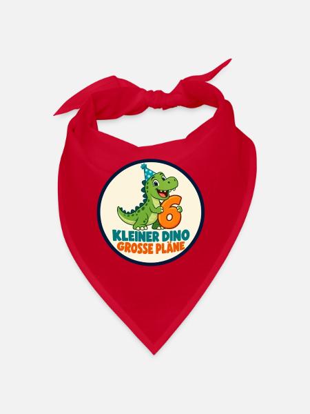6 Geburtstag – Kleiner Dino große Pläne - Bandana - Rot - Vorne
