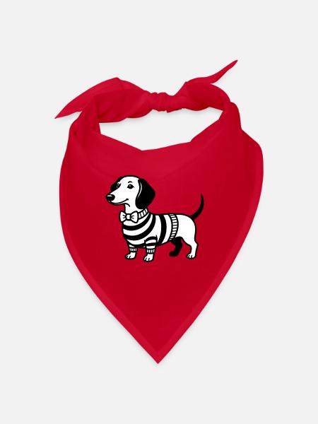 Dackel Hund mit Fliege Dackelliebe Kinder T-Shirt - Bandana - Rot - Vorne