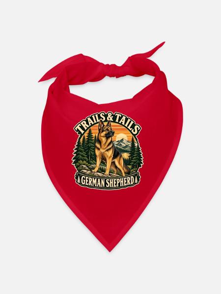 Trails and Tails – Deutscher Schäferhund Wandern - Bandana - Rot - Vorne