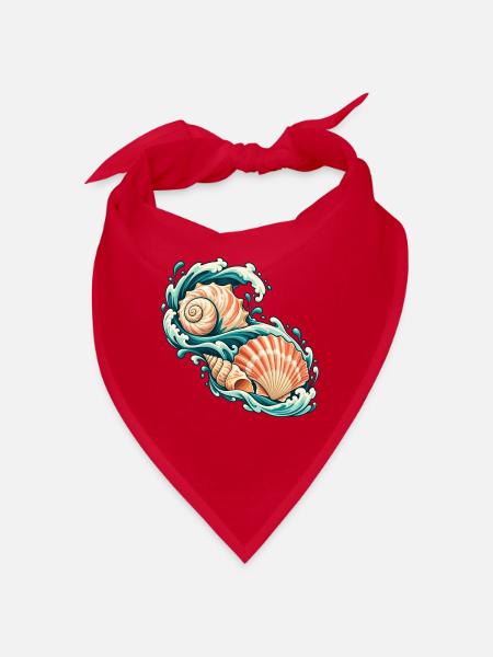 Muscheln auf einem Ozeanband - Bandana - Rot - Vorne