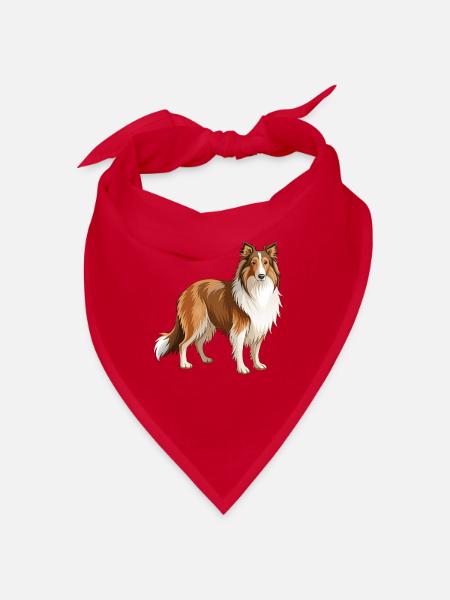 Collie Dog steht - Bandana - Rot - Vorne