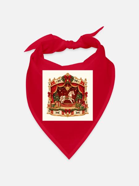 Weihnachts-Schaukelpferde-Spielzeugtheater - Bandana - Rot - Vorne