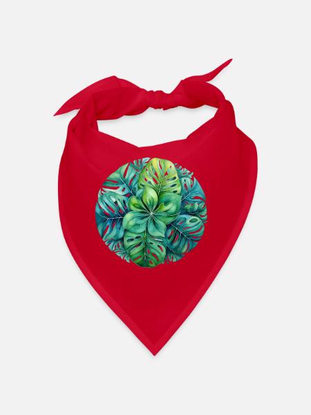 Monstera Mandala - Bandana - Rot - Vorne