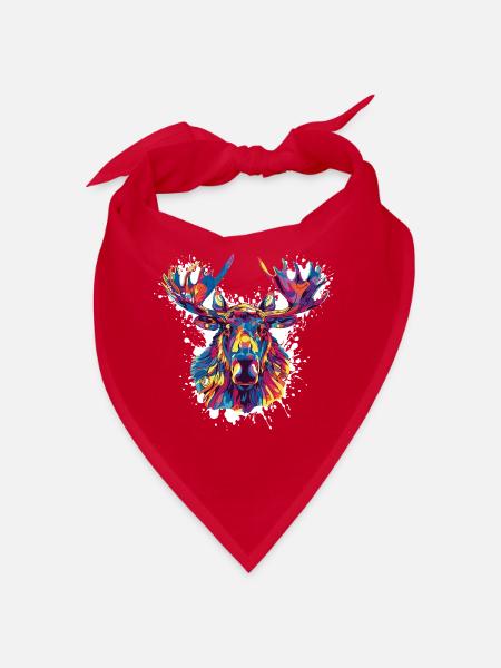 Hirsch Reh Farbklecks - Bandana - Rot - Vorne