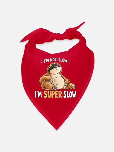 Faultier Super Slow Langsam Müde Spruch Humor - Bandana - Rot - Vorne