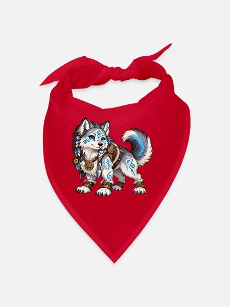 Kawaii Runenwolf - Bandana - Rot - Vorne