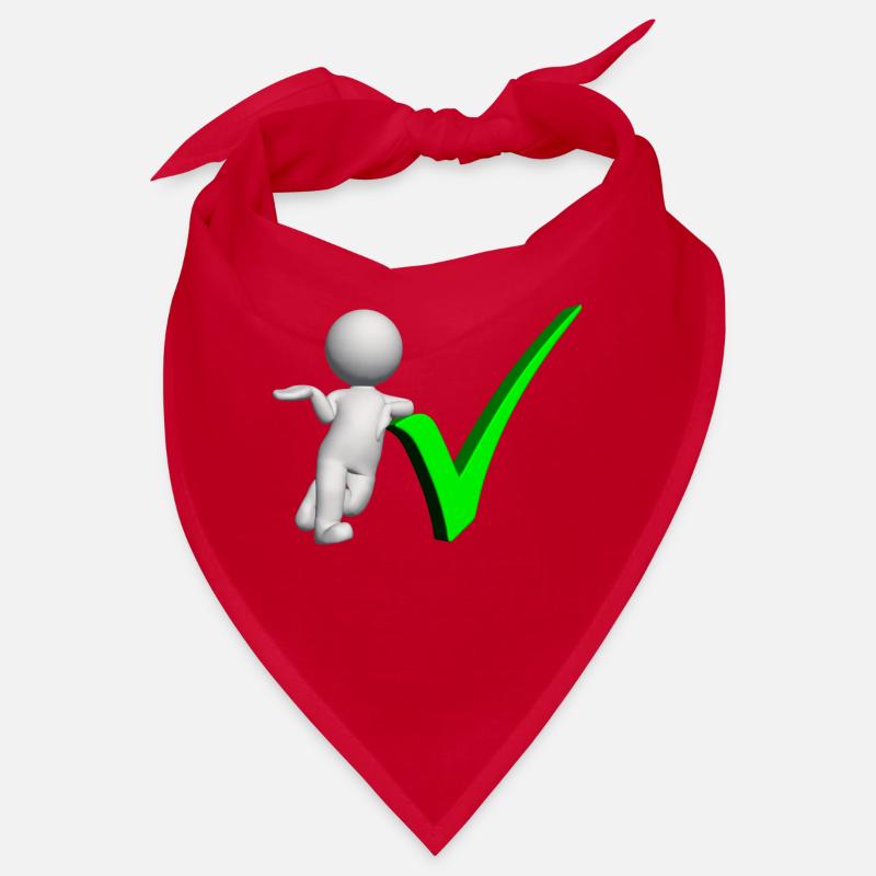 3D figure with green check mark Bandana