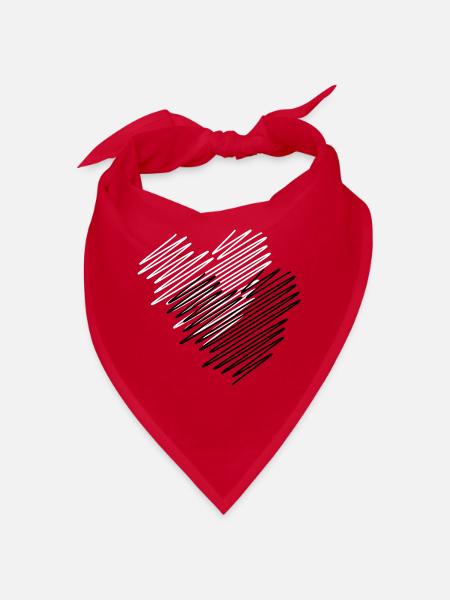 Zwei Herzen Scribble - Bandana - Rot - Vorne