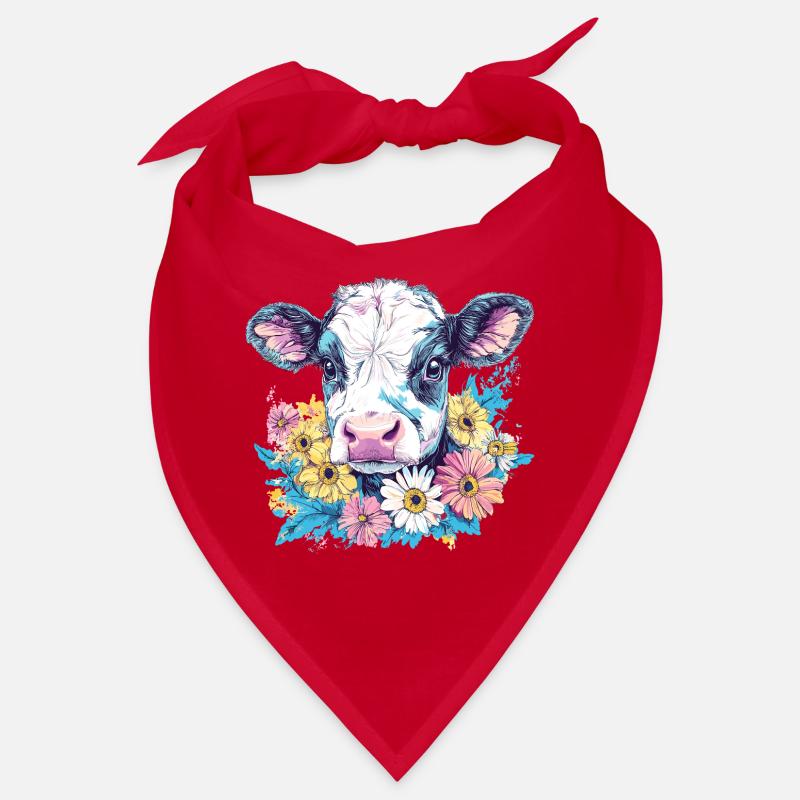 Vache avec couronne de fleurs aux couleurs vives Bandana