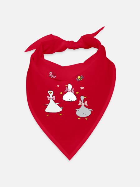 lustige Gänse mit Schmetterling und Biene - Bandana - Rot