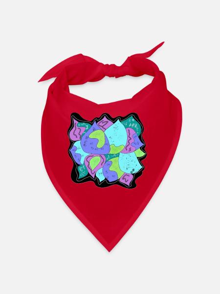 Farbblüten Patchwork - Bandana - Rot - Vorne