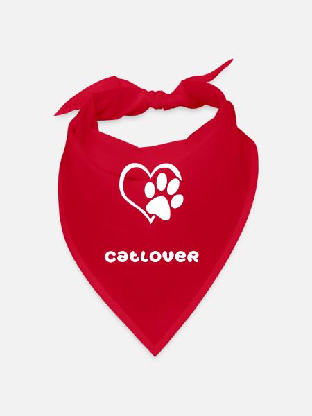 Catlover-weiß - Bandana - Rot - Vorne