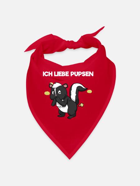 Ich Liebe Pupsen Stinktier Lustig Furzen Spruch - Bandana - Rot - Vorne