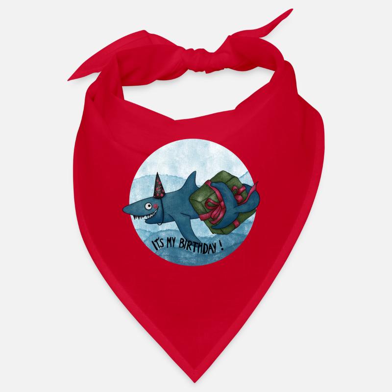 Geburtstagshai mit Geschenk - Bandana - Rot