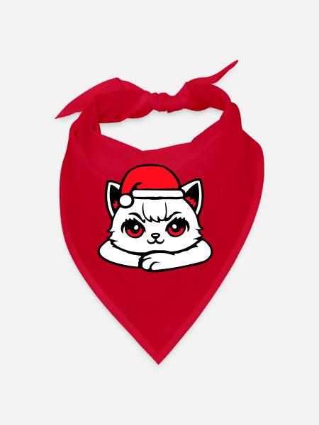 Cat Confident Santa Hat Cute Kitten - Bandana - red - Front
