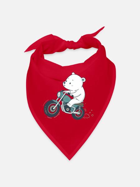 Vintage Motorrad Teddybär - Bandana - Rot - Vorne