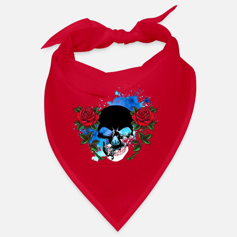 Tête de mort Skull Crâne de mort Rose Fleurs Splash Bandana