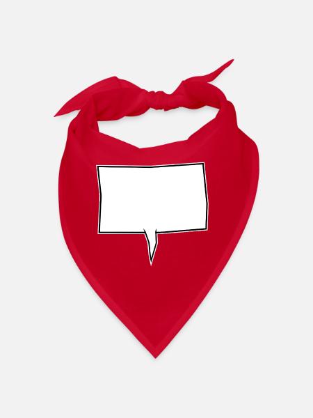 Eckige Sprechblase in Weiß - Bandana - Rot - Vorne