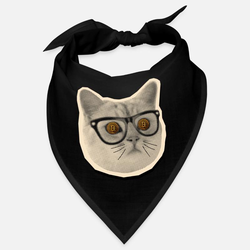 Comic-Katze mit Bitcoin-Brille Bandana