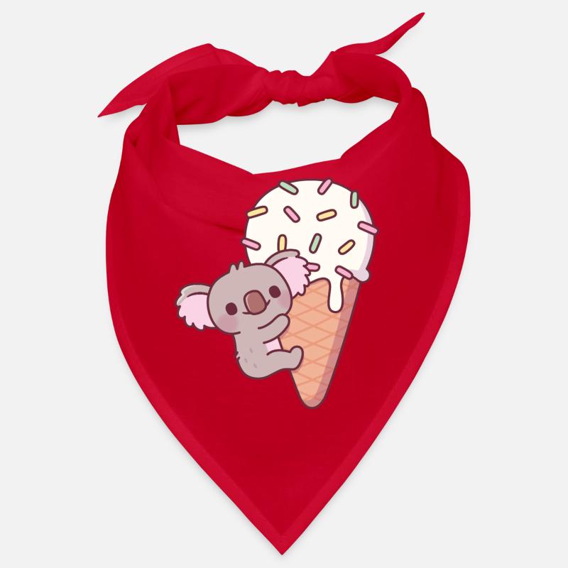 Drôle de koala s’accrochant à un cornet de crème glacée - Bandana - rouge