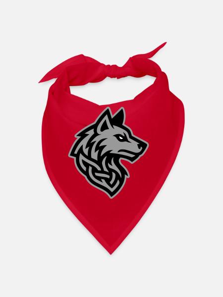 Wolf Kopf Wikinger - Bandana - Rot - Vorne