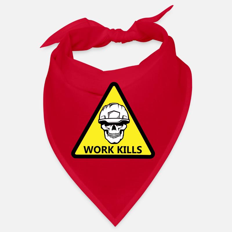 panneau danger travailler tue avec un crâne casqué Bandana