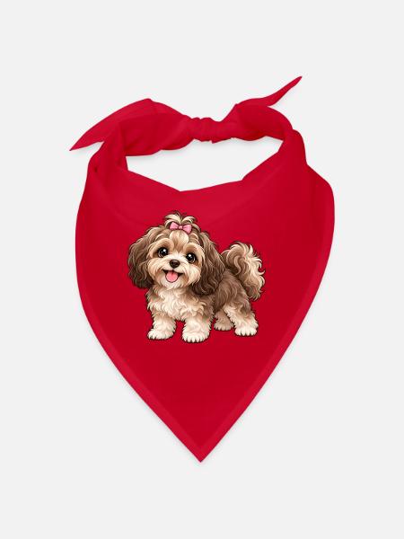 Bolonka Zwetna Kawaii Style – Süßer kleiner Hund - Bandana - Rot - Vorne