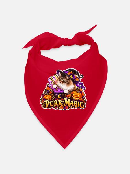 Schnurrmagie: Katzenzauberer Halloween - Bandana - Rot - Vorne