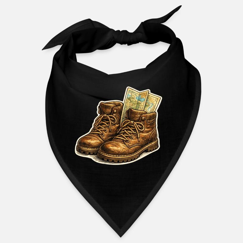 Vintage hiking boots with map Bandana
