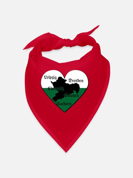 Sachsen Herz Dresden Leipzig Chemnitz Bautzen - Bandana - Rot - Vorne