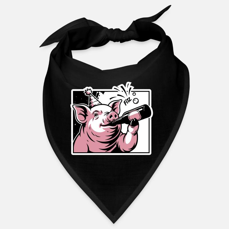 Schweinchen mit Party- und Feierflasche Bandana
