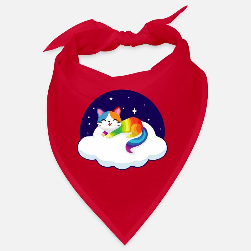 Motley cat floats on cloud (night) Bandana