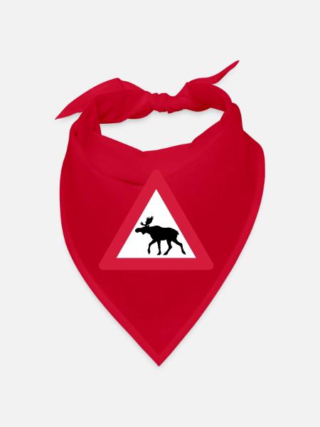 Warning Moose Sign - Bandana - red - Front