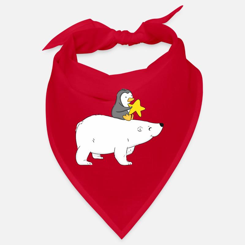 Eisbär mit Freund Pinguin  - Bandana - Rot