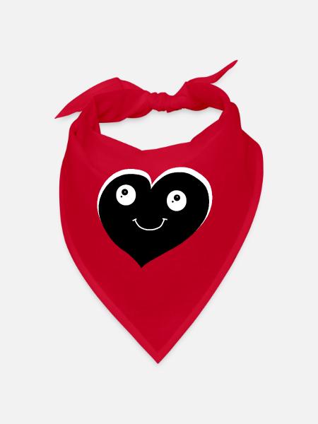 Schwarzes Herz Herzen Emotionen - Bandana - Rot - Vorne