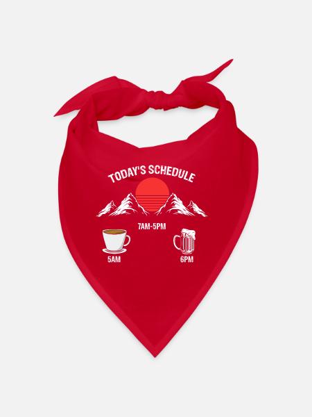 Funny Daily Routine Coffee Work Beer Sunrise Joke - Bandana - Rot - Vorne