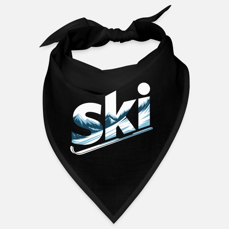 Ski Mountain Panorama Typo Design Bandana