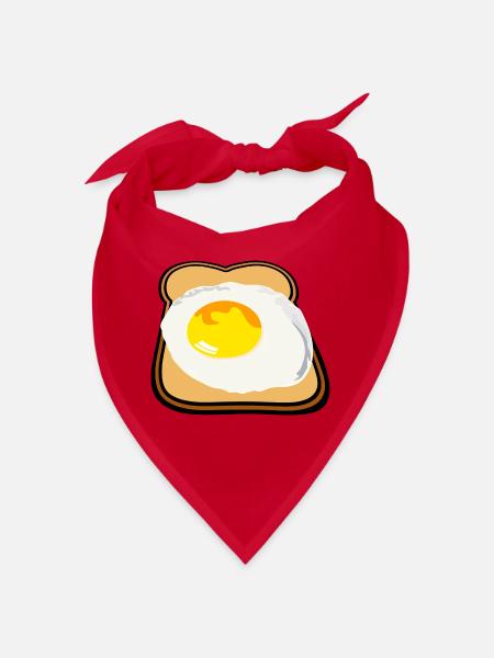 Toast mit Spiegelei lecker Frühstück - Bandana - Rot - Vorne