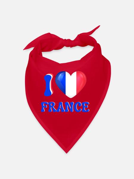 I love France Blue White Red Flag Heart - Bandana - red - Front